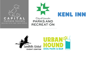 Logos for Capital Humane Society, City of Lincoln Parks and Recreation, Kenl Inn, Sandhils Global Event Center, and Urban Hound Dog Park & Bar